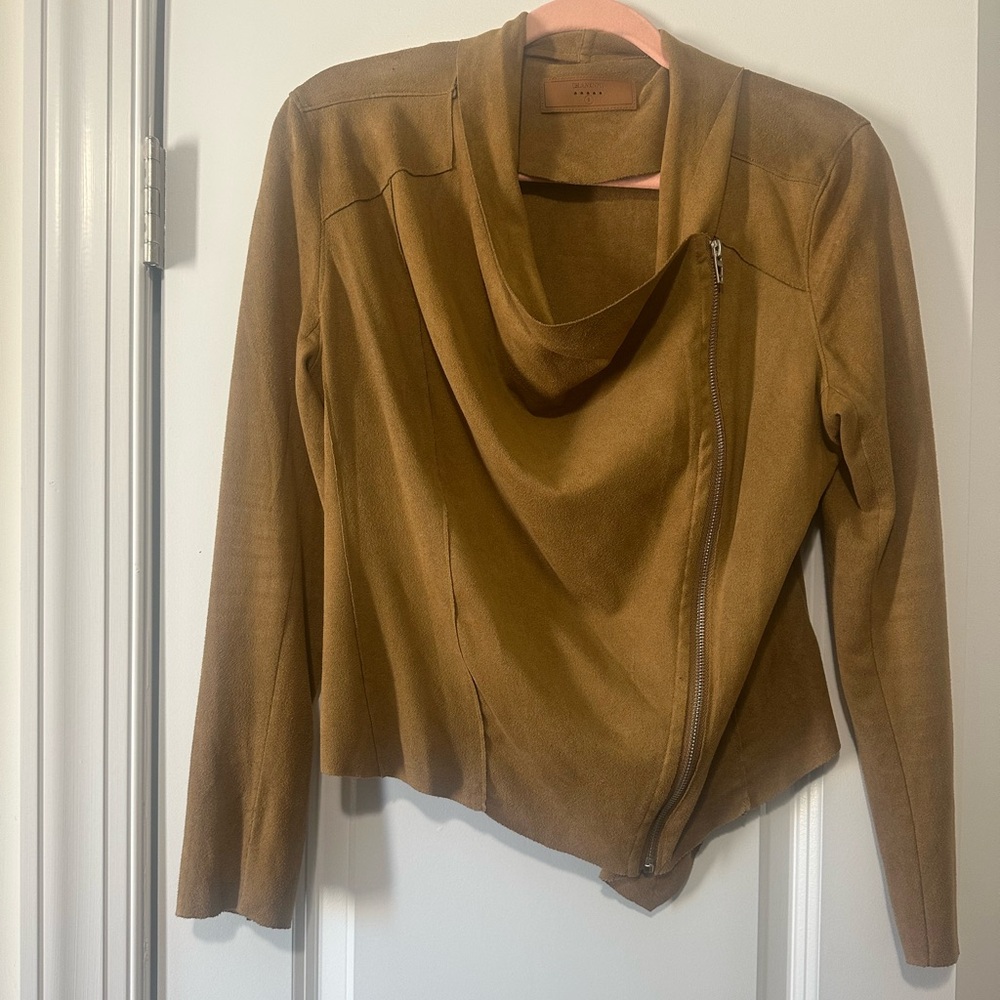 BlankNYC Faux Suede Asymmetrical Moto Jacket S